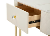 Consolle Sharon in metallo dorato e similpelle crema cm 84,5x60x77