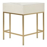 Consolle Sharon in metallo dorato e similpelle crema cm 84,5x60x77