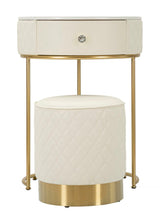 Comodino/Toeletta Sharon con cassetto e pouf cm Ø 52x70 - Ø 36x39