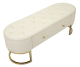 Panca Sharon con Cassetti con gambe argentate rivestita in morbido velluto