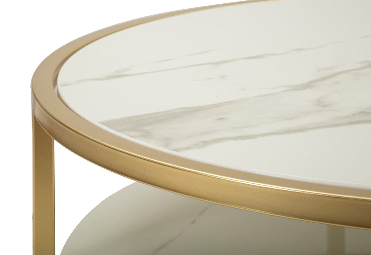 Tavolino da caffè elegante trapuntato in simil pelle