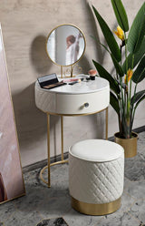 Comodino/Toeletta Sharon con cassetto e pouf cm Ø 52x70 - Ø 36x39