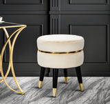Sgabello/Pouf Paris rotondo in tessuto con gambe in legno Ø cm 35X40,5