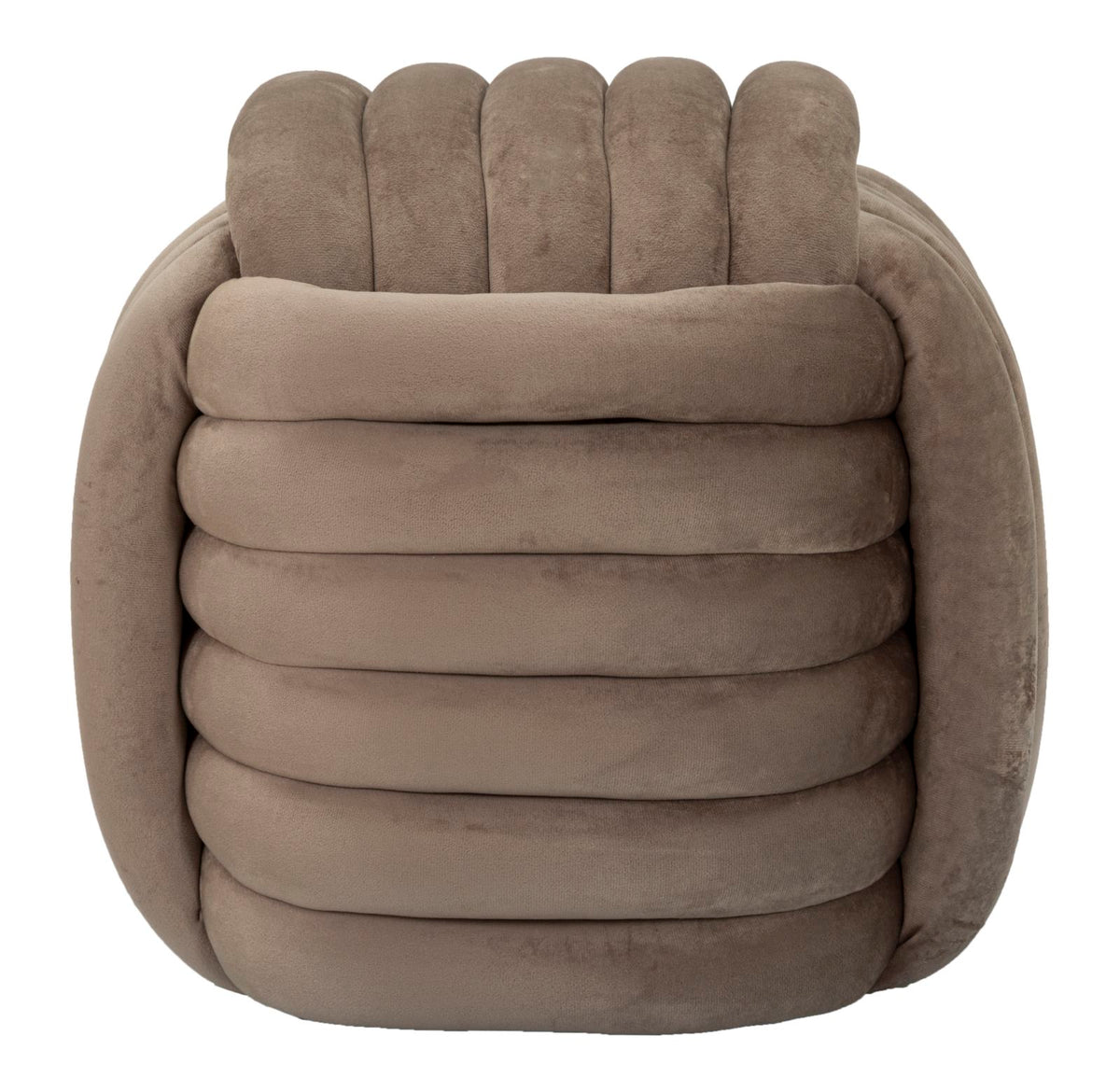 Pouf annodato in velluto crema SOFTY