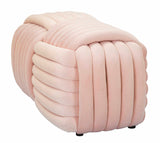Panca Softy intrecciata in velluto rosa cm 90x45x45
