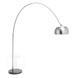 Lampada da terra ad arco con struttura metallo satinato