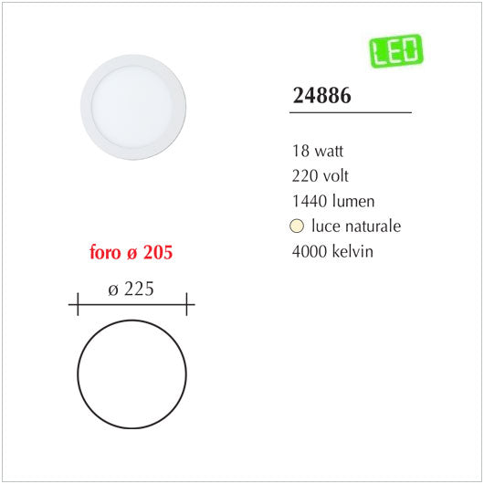 Fari Slim a Led da incasso per cartongesso Led da 24/18/12/6W