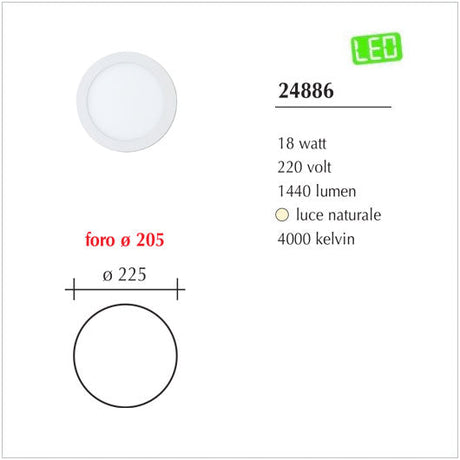 Fari Slim a Led da incasso per cartongesso Led da 24/18/12/6W
