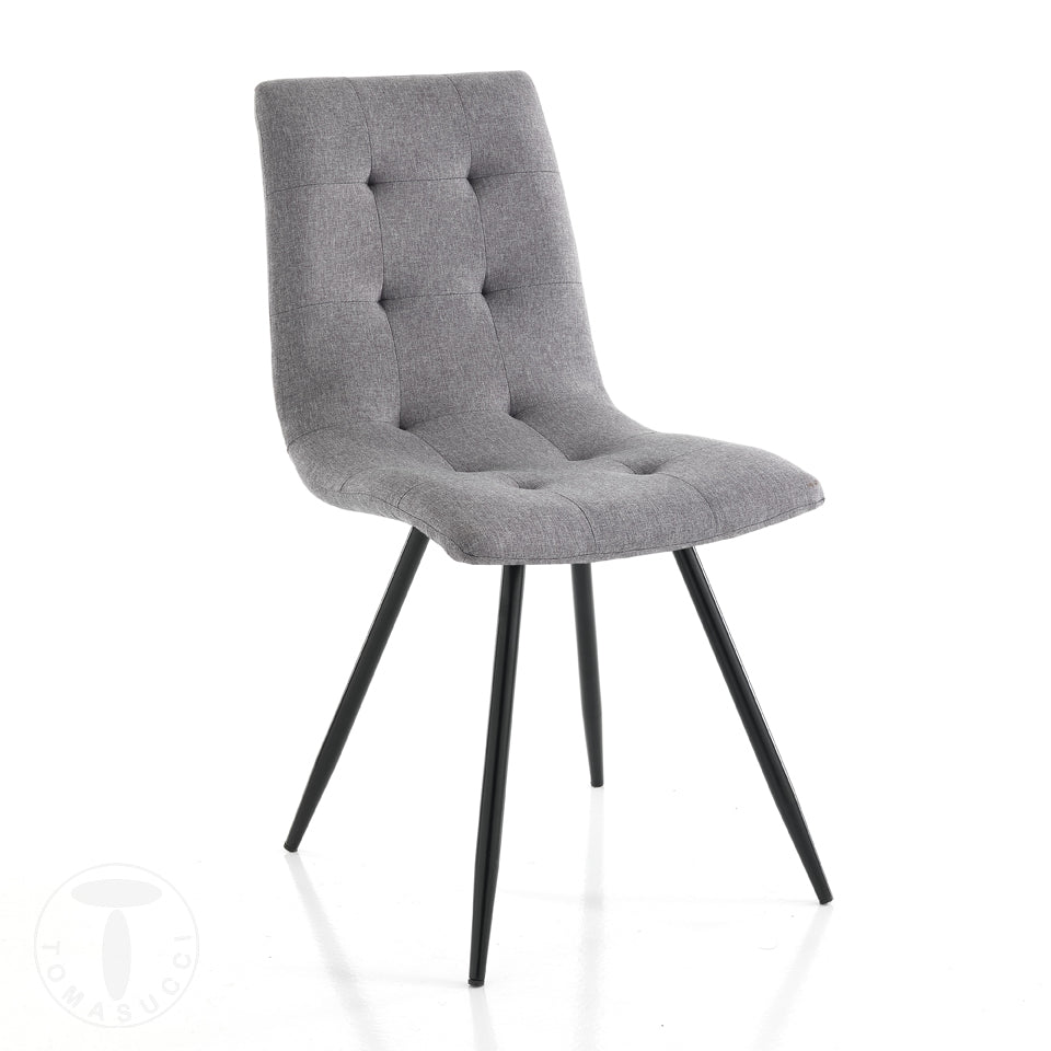 Sedia imbottita seduta imbottita rivestita in tessuto di colore Grigio Set 4 pezzi .