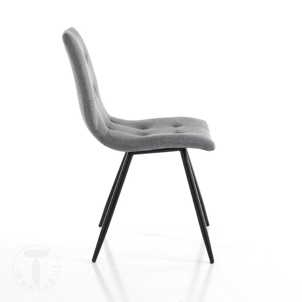 Sedia imbottita seduta imbottita rivestita in tessuto di colore Grigio Set 4 pezzi .