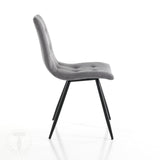 Sedia imbottita seduta imbottita rivestita in tessuto di colore Grigio Set 4 pezzi .