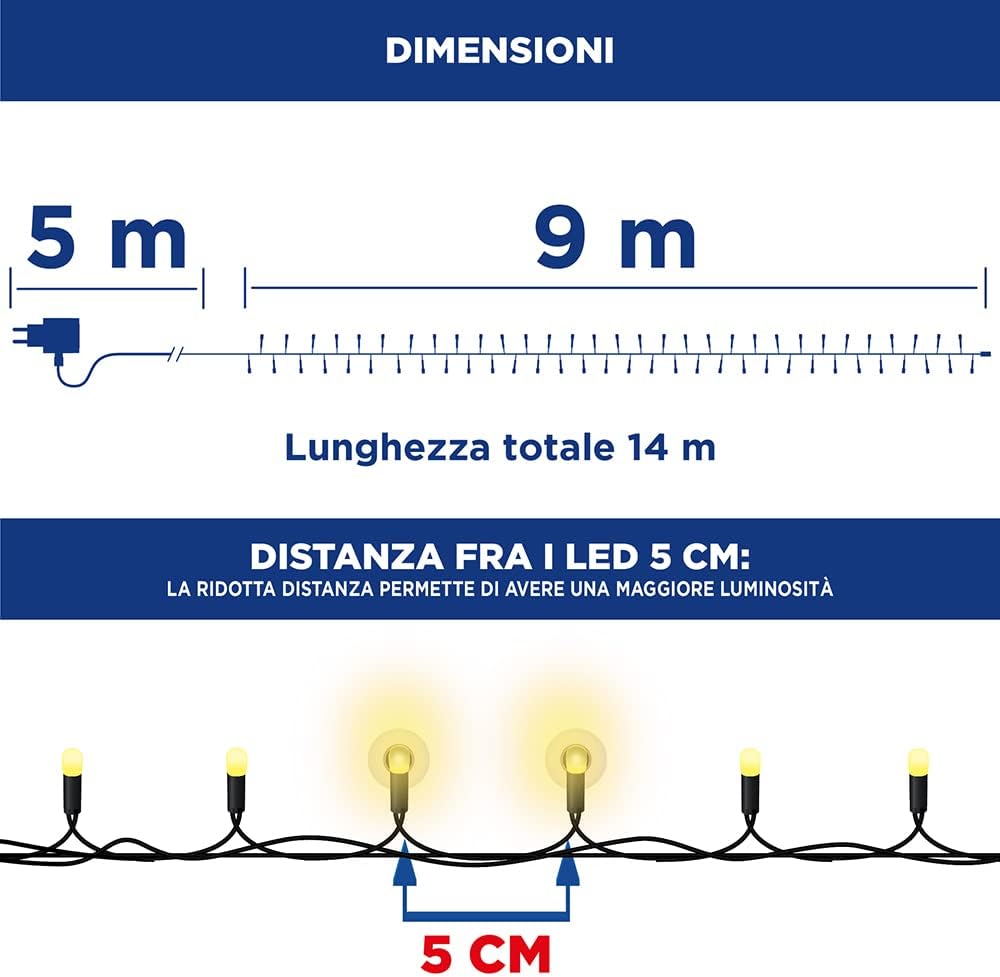 Catena luminosa/Microluci 180 Led controller gioco luci ideale per addobbi natalizi per esterno ed interno