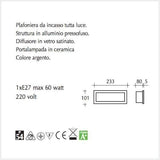 Plafoniera da esterno ad incasso per camminamenti - scheda tecnica