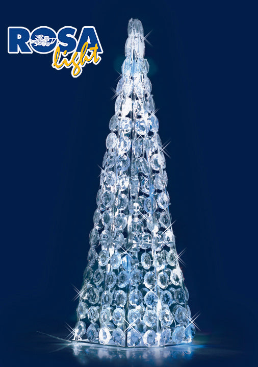 ALBERO 3D CON LUCI A LED BIANCO FREDDO CON APPLICAZIONI IN ACRILICO EFFETTO DIAMOND IDEALE PER INTERINI E ESTERNO