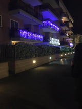 Tenda luminosa professionale 150Led con led Flash, cavo gommato bianco, collegabile in serie fino a un max di 5ende