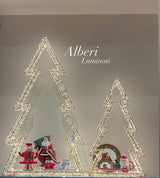 Albero Luminoso 3D con Led Bianco Caldo e Led Flash disponibile in 2 diverse dimensioni, pensato per poter essere appeso, ma spesso utilizzato anche d'appoggio - Idea regalo