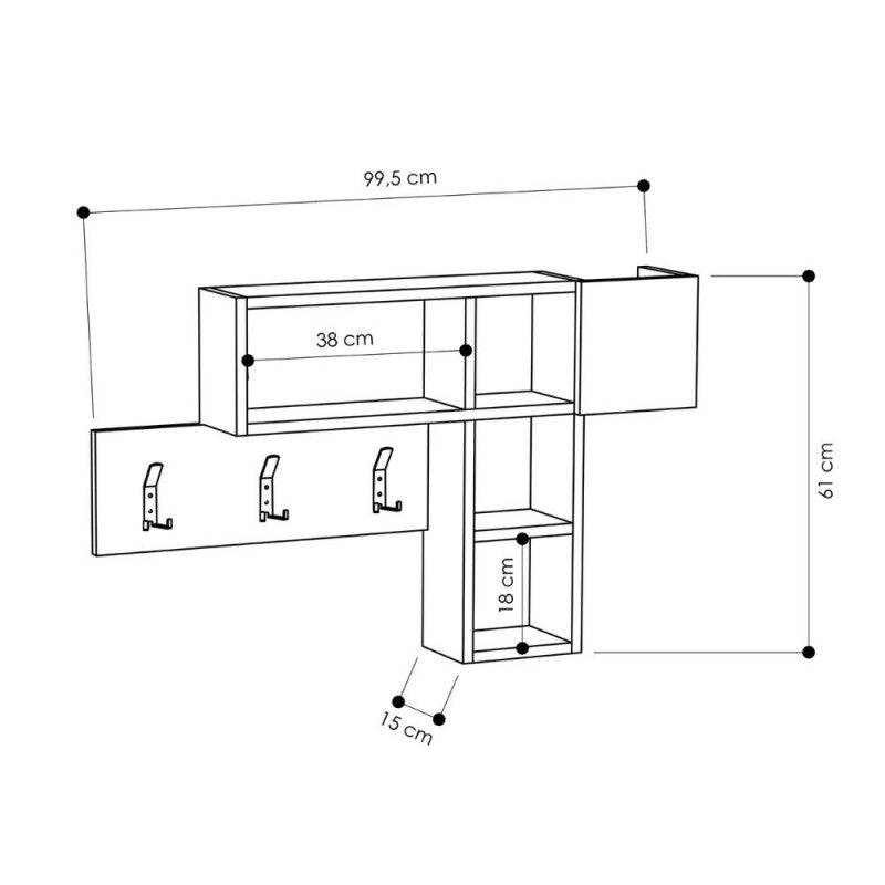 Appendiabiti da parete antracite rovere