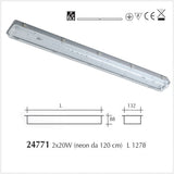Plafoniera Stagna IP65 per Neon a Led/T8 bilampada 1278