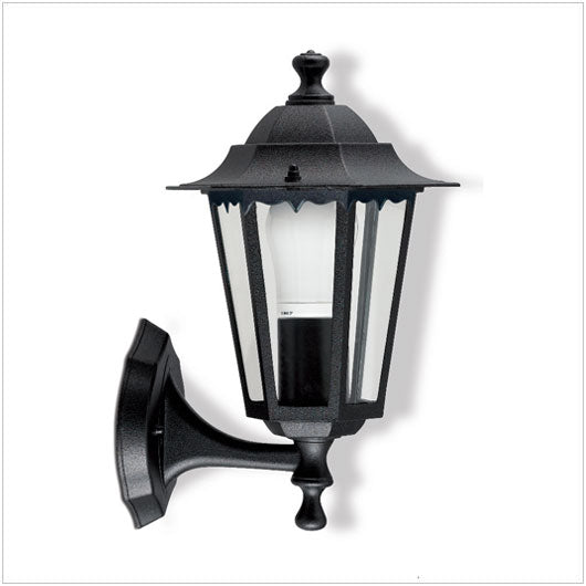 Applique Lanterna esagonale con braccio Serie Classic Big 1xE27/Max75W Disponibile sia in Versione Giù che Su Colore Nero