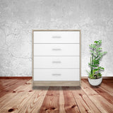 Comò/Cassettiera 4 cassetti 80 cm. rovere e bianco Nepo