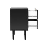 Comodino 2 cassetti nero con frontali effetto vimini