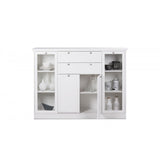 Credenza composta da 2 ante in vetro, 2 ante in legno e 2 cassetti.