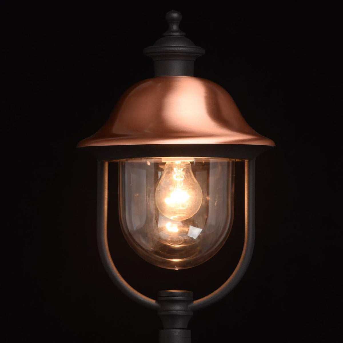 Lampioncino/Paletto da giardino con lampada copertura colore rame h.130cm.