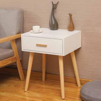 Comodino 1 Cassetto e gambe in Legno 42x35x53 cm