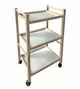 Carrello in legno faggio con 3 ripiani bianchi Misure L.40XP.28XH.64,5cm