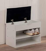 Panca da Ingresso con Cuscino Imbottito 2 ripiani in legno Bianco Misure 60x30x45 cm