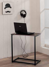 Tavolino / Scrivania Tavolo Porta Pc Computer Metallo Nero con piano di colore Noce 60x36x66cm