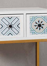 Consolle 2 Cassetti in Legno  Bianco 46x35x77 cm