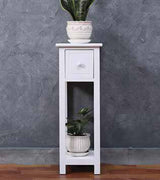 Tavolino laccato Bianco con 1 cassetto e 1 ripiano Misure 25X25X70 cm