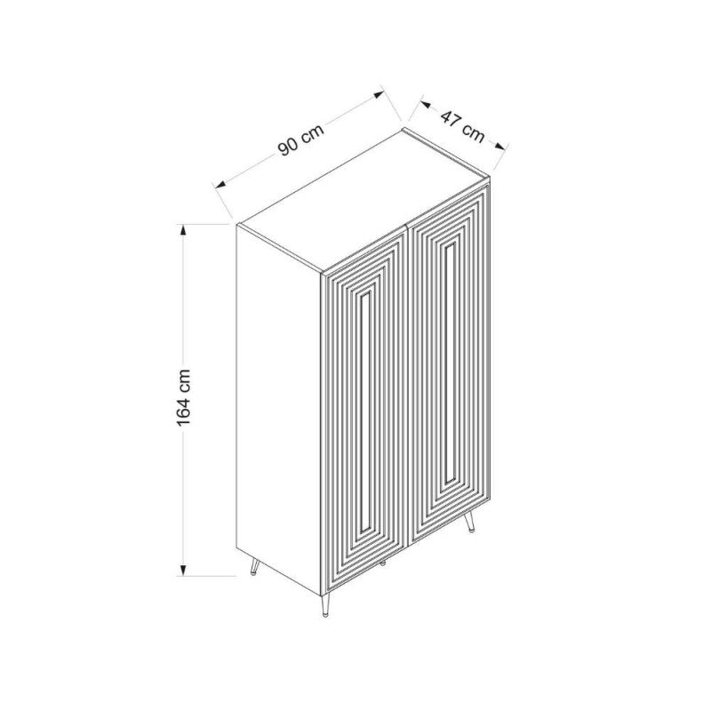 Armadio multiuso 2 ante particolari oro 90x47x164h
