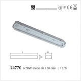 Plafoniera Stagna IP65 per Neon a Led/T8 monolampada 1278