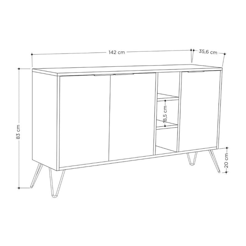 Madia da Interno 3 ante effetto marmo Misure  142x35,5x83h