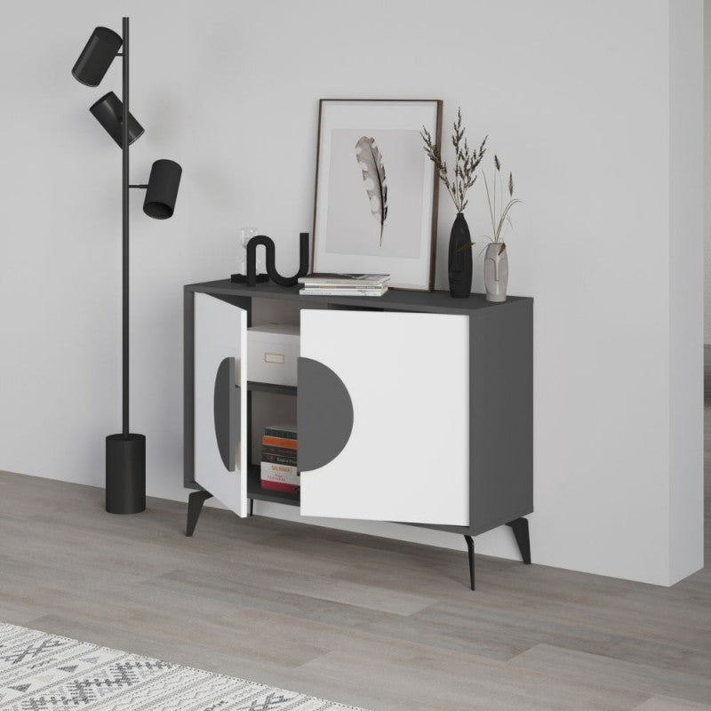 Madia 110 cm struttura colore antracite con ante bianche