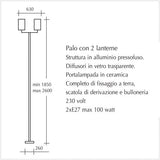 Palo con 2 lanterne da esterno - scheda tecnica
