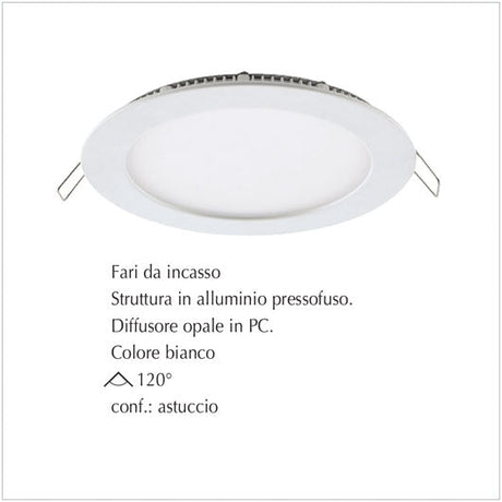 Fari Slim a Led da incasso per cartongesso Led da 24/18/12/6W