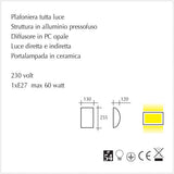 Plafoniera tutta luce doppio flusso - illuminazione per esterni - scheda tecnica