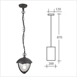 Lampada a sospensione con catena per esterni - dimensioni