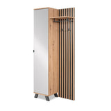 Mobile ingresso Medan cannettato con specchio e 4 ripiani interni