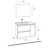 Mobile bagno sospeso con specchio rovere 90x46x54 H