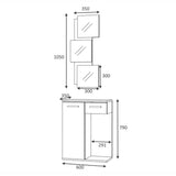 Mobile ingresso con specchi anta e cassetto rovere bianco