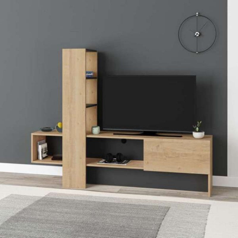 Mobile porta TV rovere antracite con anta a ribalta