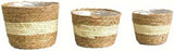 Set 3 Ceste (Large +Medium +Small) paglia intrecciata e corda di cotone +rivestimento interno in plastica .