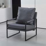 Poltrona  in ecopelle grigio scuro e struttura in metallo nero
