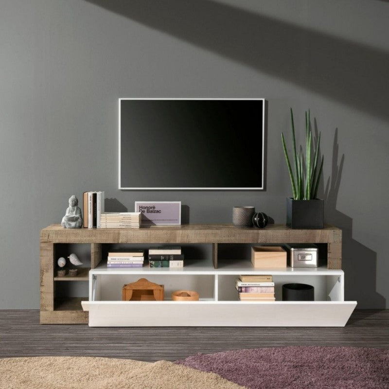Porta TV  bianco lucido pero 184x42x58H