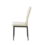 Sedia imbottita  in tessuto beige e struttura in metallo nero Set da 4 Pezzi
