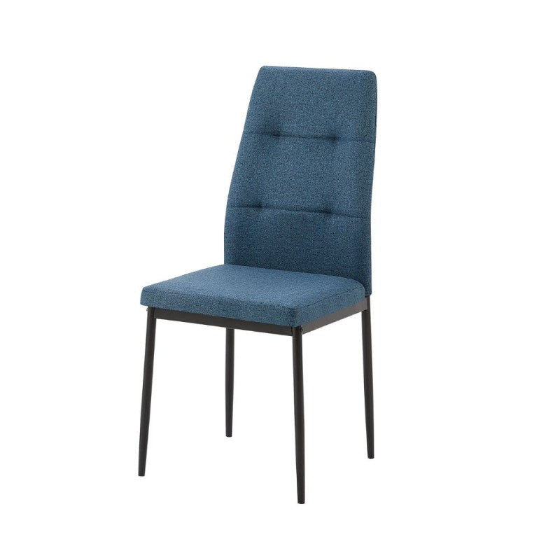 Sedia imbottita da pranzo in tessuto blu Set da 4 pezzi